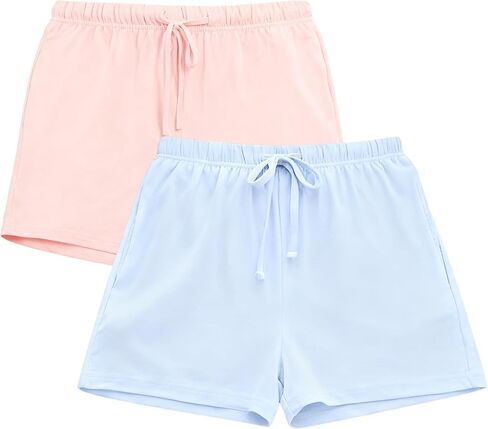 U2SKIIN 2 Pack Pajama Shorts for Women Lightweight Pj Bottoms with Pockets & Drawstring Lounge and Sleep Breathable in Saudi Arabia
