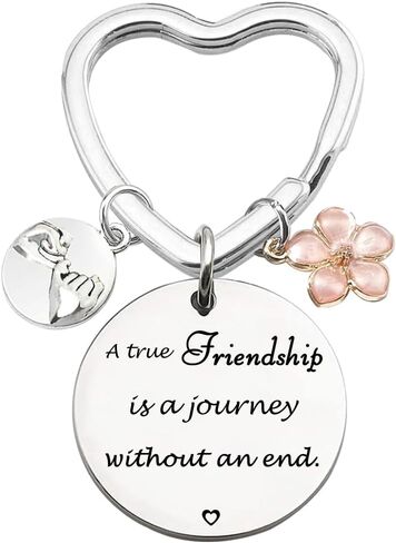 هدايا حلقة مفاتيح الصداقة من tecreo لأفضل صديق Bestie - سفينة الصديق الحقيقي هي رحلة بلا نهاية - سلسلة مفاتيح الصداقة أفضل هدية لصديق للفتيات هدية عيد ميلاد، حلقة مفاتيح على شكل قلب in Kuwait
