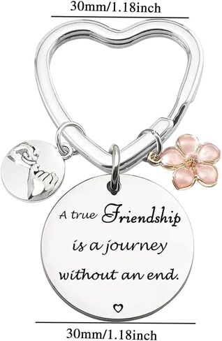 هدايا حلقة مفاتيح الصداقة من tecreo لأفضل صديق Bestie - سفينة الصديق الحقيقي هي رحلة بلا نهاية - سلسلة مفاتيح الصداقة أفضل هدية لصديق للفتيات هدية عيد ميلاد، حلقة مفاتيح على شكل قلب in Kuwait