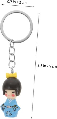 Japanese Doll Ornaments Keychain Set 6pcs Small Kimono Keyring Colorful and Charming Present Random Color in Saudi Arabia