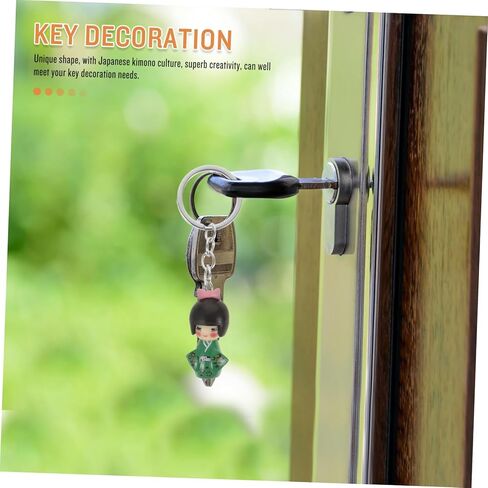Japanese Doll Ornaments Keychain Set 6pcs Small Kimono Keyring Colorful and Charming Present Random Color in Saudi Arabia
