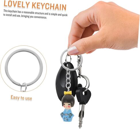 Japanese Doll Ornaments Keychain Set 6pcs Small Kimono Keyring Colorful and Charming Present Random Color in Saudi Arabia