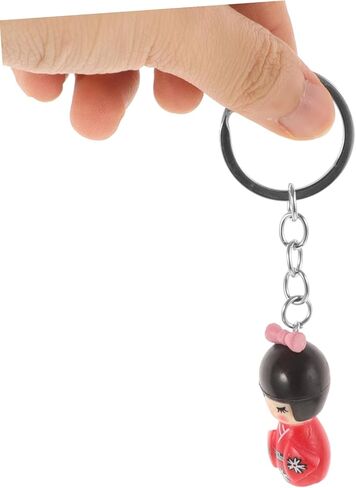 Japanese Doll Ornaments Keychain Set 6pcs Small Kimono Keyring Colorful and Charming Present Random Color in Saudi Arabia