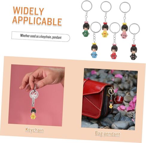 Japanese Doll Ornaments Keychain Set 6pcs Small Kimono Keyring Colorful and Charming Present Random Color in Saudi Arabia