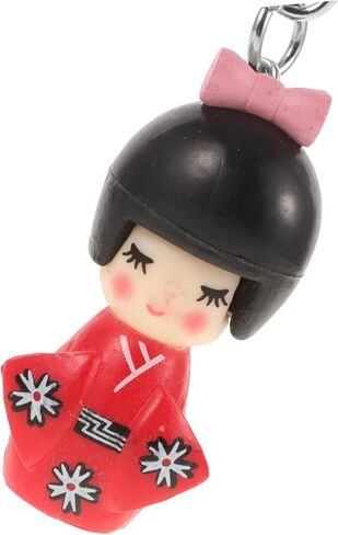 Japanese Doll Ornaments Keychain Set 6pcs Small Kimono Keyring Colorful and Charming Present Random Color in Saudi Arabia