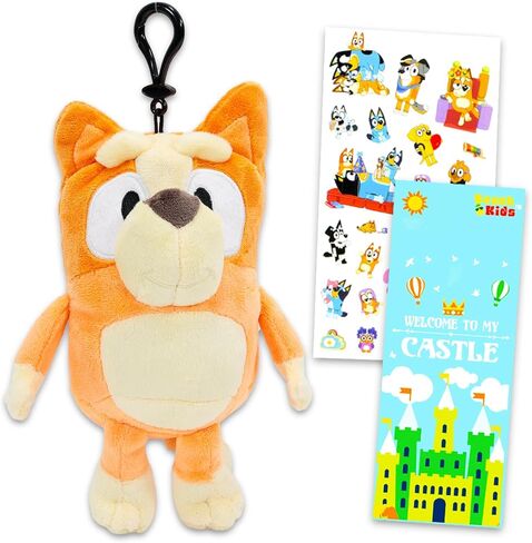 مجموعة سلسلة مفاتيح Bluey Plushie - حزمة مشابك للحقيبة مع سلسلة مفاتيح Bingo مقاس 8 بوصات قطيفة مع مشبك وتخزين بالإضافة إلى ملصقات، المزيد | سلاسل مفاتيح Bingo قطيفة لحقيبة الظهر in Saudi Arabia