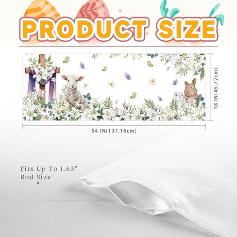 أرنب عيد الفصح الستائر للنوافذ 54x18 بوصة أرنب عيد الفصح زنبق الحمل فراشة الربيع الستار الستارة للمطبخ الحمام غرفة نوم غرفة المعيشة ديكور in Kuwait