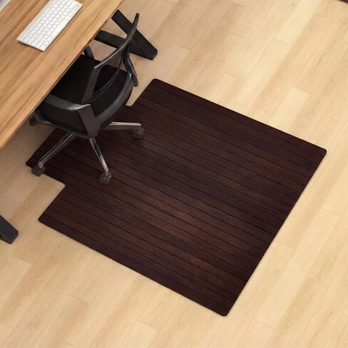 Leinuosen 36" x 48" Office Bamboo Chairmat for Carpet Floor Mat Highly Premium Quality Anti-Slip Office & Home Floor Protector Low Pile Carpet Chair Mat, 5mm Thick(Without Lip,Wood) in Saudi Arabia