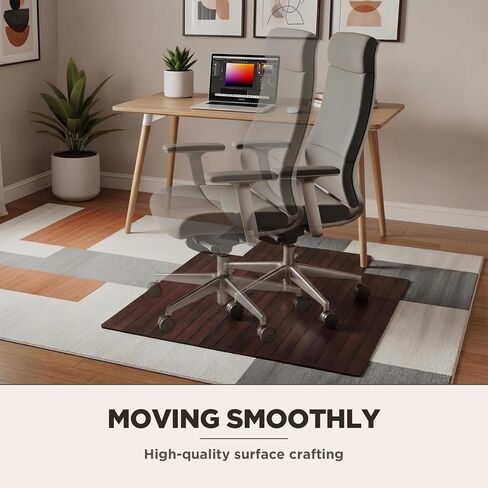 Leinuosen 36" x 48" Office Bamboo Chairmat for Carpet Floor Mat Highly Premium Quality Anti-Slip Office & Home Floor Protector Low Pile Carpet Chair Mat, 5mm Thick(Without Lip,Wood) in Saudi Arabia