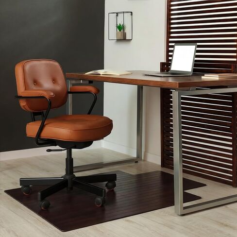 Leinuosen 36" x 48" Office Bamboo Chairmat for Carpet Floor Mat Highly Premium Quality Anti-Slip Office & Home Floor Protector Low Pile Carpet Chair Mat, 5mm Thick(Without Lip,Wood) in Saudi Arabia