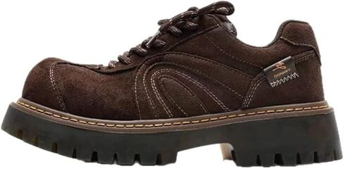 Women's Suede Lace-Up Oxford Shoes Classic Big Round Toe Comfortable Platform Chunky Heel Retro Casual Derby Shoes for Daily Walking Driving Office Dating Activities Outdoor in Saudi Arabia