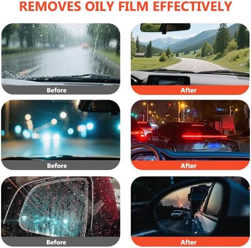 2PCS Glass Oil Film Remover for Car, 100ml Roll-On Glass Compound with Cleaning Board, Removes Oil Film & Smudges, Improve Windshield Clarity for Safe Driving in Saudi Arabia