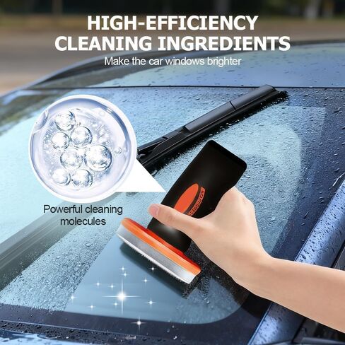 مزيل غشاء الزيت الزجاجي للسيارة، مركب زجاجي قابل للدوران مع لوح تنظيف، فرشاة تنظيف غشاء الزيت الزجاجي المحمولة تزيل طبقة الزيت واللطخات 100 مل in Kuwait