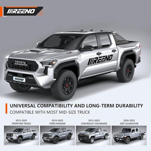 قضيب لف لشاحنات الالتقاط متوسطة الحجم - رف سرير الشاحنة العالمي ورف المطاردة مع مجموعة ضوء الفرامل الثالثة، رف الصداع شديد التحمل، بدون حفر in Kuwait