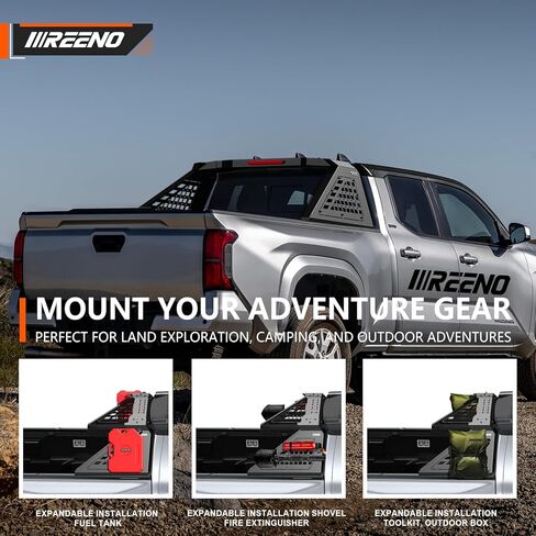 قضيب لف لشاحنات الالتقاط متوسطة الحجم - رف سرير الشاحنة العالمي ورف المطاردة مع مجموعة ضوء الفرامل الثالثة، رف الصداع شديد التحمل، بدون حفر in Kuwait