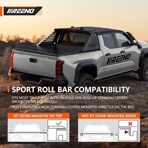 قضيب لف لشاحنات الالتقاط متوسطة الحجم - رف سرير الشاحنة العالمي ورف المطاردة مع مجموعة ضوء الفرامل الثالثة، رف الصداع شديد التحمل، بدون حفر in Kuwait