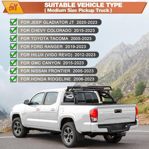 Truck Roll Bar with Cargo Carrier Basket Mid Size Trucks Compatible with Toyota Tacoma, Chevy Colorado & GMC Canyon Heavy Duty Chase Rack Sport Bar in Saudi Arabia
