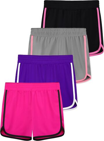 ريسينتا 4 قطع من السراويل القصيرة الرياضية للفتيات الشباب سريعة الجفاف، شورت رياضي صيفي للفتيات الكبيرات للجري والرقص واليوجا in Kuwait