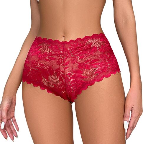 Women Sexy Boy Shorts Lace Underwear Lightweight Lingerie Panty Soft Seamless Briefs V-Waist Cheeky Panties in Saudi Arabia