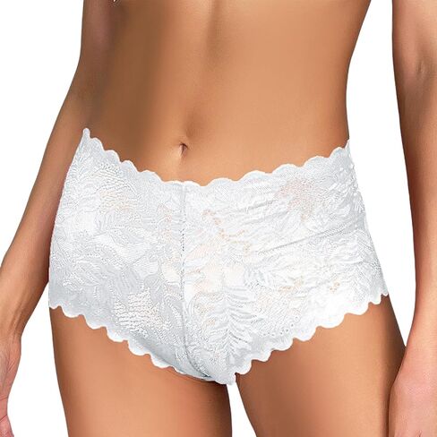 Women Sexy Boy Shorts Lace Underwear Lightweight Lingerie Panty Soft Seamless Briefs V-Waist Cheeky Panties in Saudi Arabia
