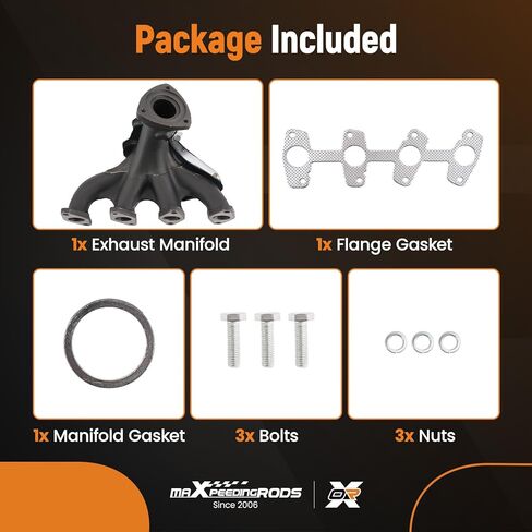 مجموعة مشعب العادم maxpeedingrods 674-400 24577409 مع حشية لسيارة شيفروليه S10 1998-1999 2000 2003، لسيارة GMC Sonoma 1998-1999 2000 2003، لسيارة Isuzu Hombre 1998-2000، L4 2.2L، 8245574090 in Kuwait