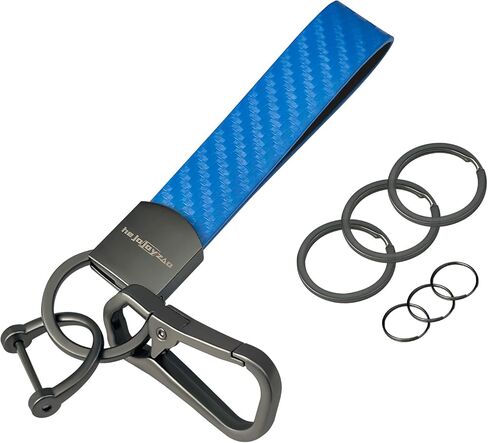 سلسلة مفاتيح جلدية للسيارة مع مشبك سلسلة مفاتيح، 6 حلقات مفاتيح على شكل حرف D، سلسلة مفاتيح بحزام من ألياف الكربون للرجال والنساء in Kuwait