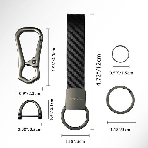 Leather Car Keychain with Key Chain Clip, 6 Key Rings D Ring, Carbon Fiber Strap Key Fob Keychain for Men Women in Saudi Arabia