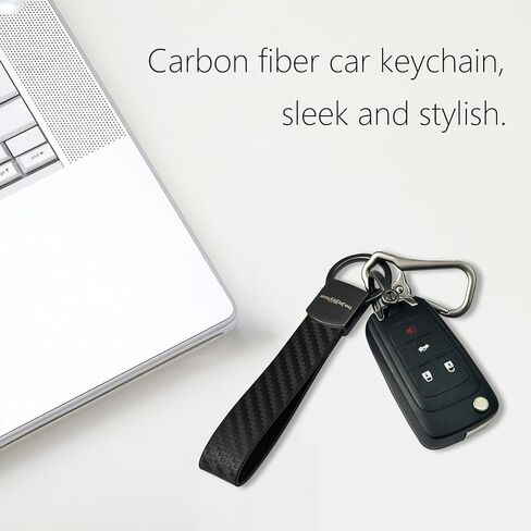 Leather Car Keychain with Key Chain Clip, 6 Key Rings D Ring, Carbon Fiber Strap Key Fob Keychain for Men Women in Saudi Arabia