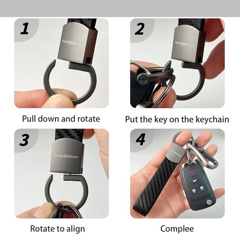 Leather Car Keychain with Key Chain Clip, 6 Key Rings D Ring, Carbon Fiber Strap Key Fob Keychain for Men Women in Saudi Arabia