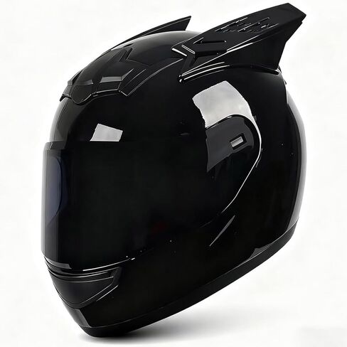 Cat Ear Motorcycle Helmet, Personalized Full Face Motorcycle Helmet DOT Certified Flip Up Visor Sport Helmet for Men Women Scooter ATV Off Road Street Racing Motorbike Helmet, Black in Saudi Arabia