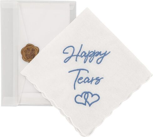 Happy Tears Handkerchief, 11.81 * 11.81in Wedding Handkerchief, Blue Wedding Gift in Kuwait