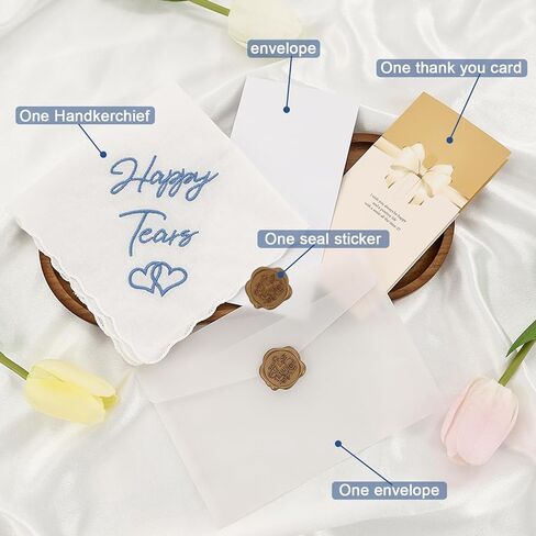 Happy Tears Handkerchief, 11.81 * 11.81in Wedding Handkerchief, Blue Wedding Gift in Kuwait