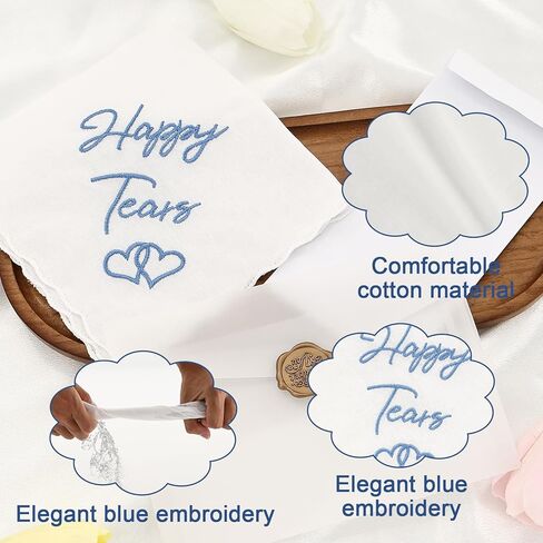 Happy Tears Handkerchief, 11.81 * 11.81in Wedding Handkerchief, Blue Wedding Gift in Kuwait