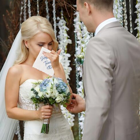 Happy Tears Handkerchief, 11.81 * 11.81in Wedding Handkerchief, Blue Wedding Gift in Kuwait