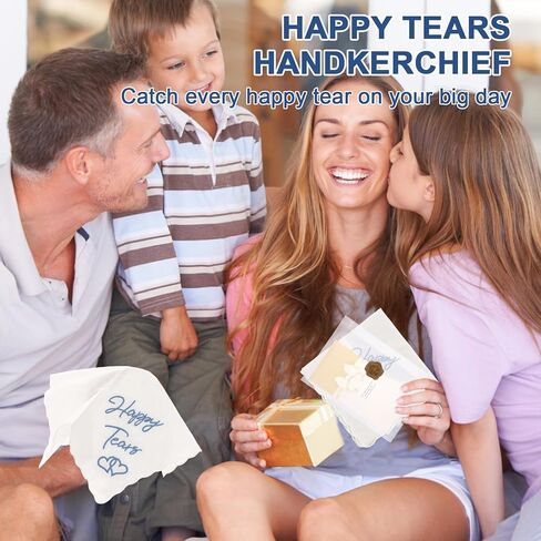 Happy Tears Handkerchief, 11.81 * 11.81in Wedding Handkerchief, Blue Wedding Gift in Kuwait