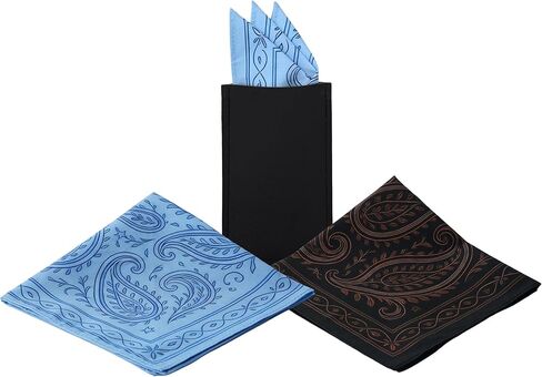 مناديل للرجال، مربعات جيب قطنية ناعمة قابلة لإعادة الاستخدام للرجال مع حامل، 12 × 12 بوصة in Kuwait