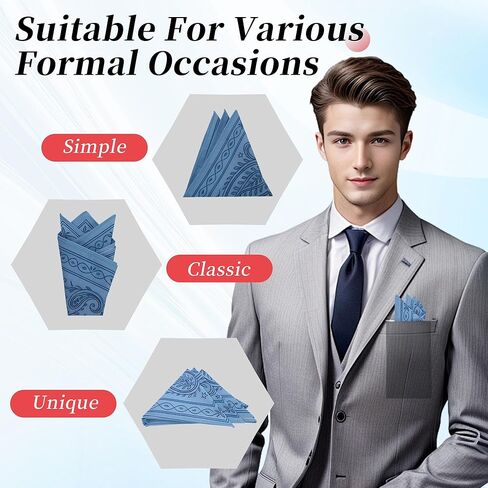 مناديل للرجال، مربعات جيب قطنية ناعمة قابلة لإعادة الاستخدام للرجال مع حامل، 12 × 12 بوصة in Kuwait