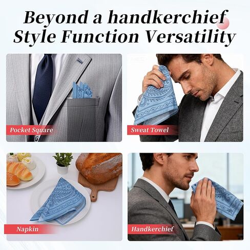 مناديل للرجال، مربعات جيب قطنية ناعمة قابلة لإعادة الاستخدام للرجال مع حامل، 12 × 12 بوصة in Kuwait