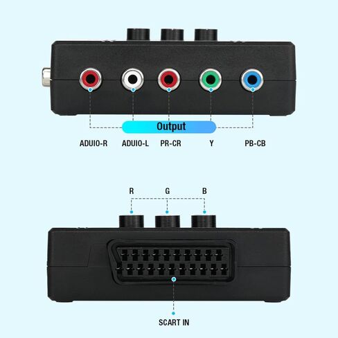 محول مكونات RGBS/SCART/VGA إلى YPBPR - يدعم سطوع الألوان القابل للتعديل (R/G/B)، محول ألعاب الفيديو التوصيل والتشغيل بدون تأخير، لـ PS2/PS1/N64/Genesis/Dreamcast/MD/Saturn in Kuwait