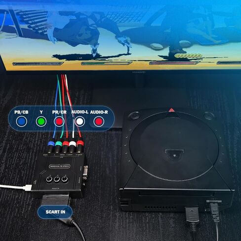 محول مكونات RGBS/SCART/VGA إلى YPBPR - يدعم سطوع الألوان القابل للتعديل (R/G/B)، محول ألعاب الفيديو التوصيل والتشغيل بدون تأخير، لـ PS2/PS1/N64/Genesis/Dreamcast/MD/Saturn in Kuwait