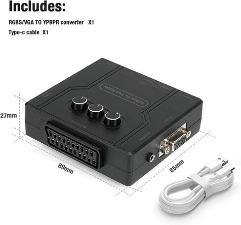 محول مكونات RGBS/SCART/VGA إلى YPBPR - يدعم سطوع الألوان القابل للتعديل (R/G/B)، محول ألعاب الفيديو التوصيل والتشغيل بدون تأخير، لـ PS2/PS1/N64/Genesis/Dreamcast/MD/Saturn in Kuwait