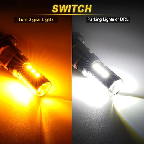 7443 Switchback Led Turn Signal Bulbs Super Bright 7444 T20 LED Replacement light Kit Set for Car Daytime Running Turn Signal Blinker Lights, pack of 4, Xenon White/Amber Yellow in Kuwait