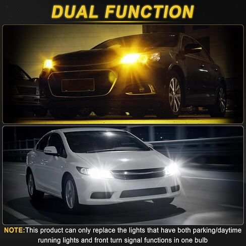7443 Switchback Led Turn Signal Bulbs Super Bright 7444 T20 LED Replacement light Kit Set for Car Daytime Running Turn Signal Blinker Lights, pack of 4, Xenon White/Amber Yellow in Kuwait