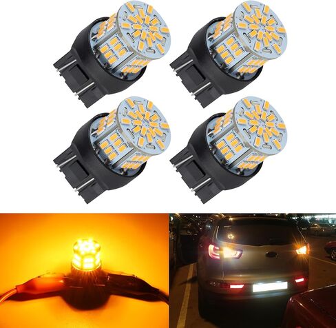 7443 Switchback Led Turn Signal Bulbs Super Bright 7444 T20 LED Replacement light Kit Set for Car Daytime Running Turn Signal Blinker Lights, pack of 4, Xenon White/Amber Yellow in Kuwait