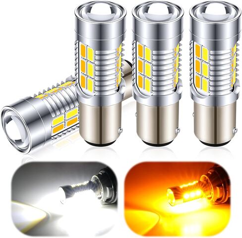 7443 Switchback Led Turn Signal Bulbs Super Bright 7444 T20 LED Replacement light Kit Set for Car Daytime Running Turn Signal Blinker Lights, pack of 4, Xenon White/Amber Yellow in Kuwait