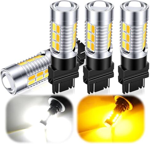 7443 Switchback Led Turn Signal Bulbs Super Bright 7444 T20 LED Replacement light Kit Set for Car Daytime Running Turn Signal Blinker Lights, pack of 4, Xenon White/Amber Yellow in Kuwait