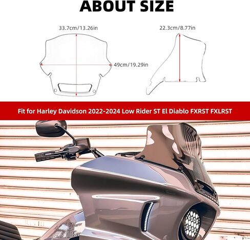 FATECIM 9 "الزجاج الأمامي ذو الدخان الداكن منحرف الهواء لـ Harley 2022 2023 2024 Low Rider ST El Diablo FXRST FXLRST in Saudi Arabia