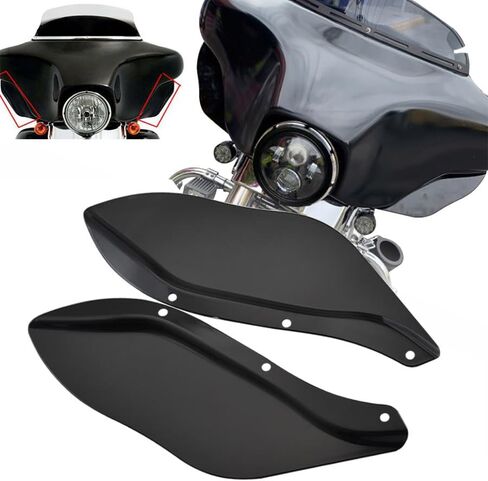 أجنحة جانبية منحرفة للهواء للزجاج الأمامي للدراجات النارية تناسب Harley CVO Electra Glide Street Glide Tri Glide 1996-2013 (أسود) in Kuwait