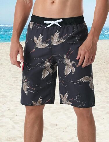 Men's Swim Trunks Quick Dry Summer Elastic Waist Board Shorts with Lining in Saudi Arabia