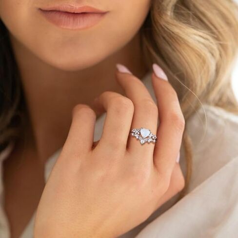 1 قيراط قطع القلب الطبيعي خواتم الخطبة مجموعات للنساء، 925 الفضة الاسترليني ورقة مويسانيتي مجموعات الزفاف العصابات، مجموعات خاتم الزفاف لعيد ميلاد الذكرى in Kuwait